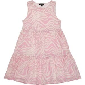 AFRM Mini Dress Women XS Pink Zebra Swirl Tiered Mesh Sleeveless Keyhole